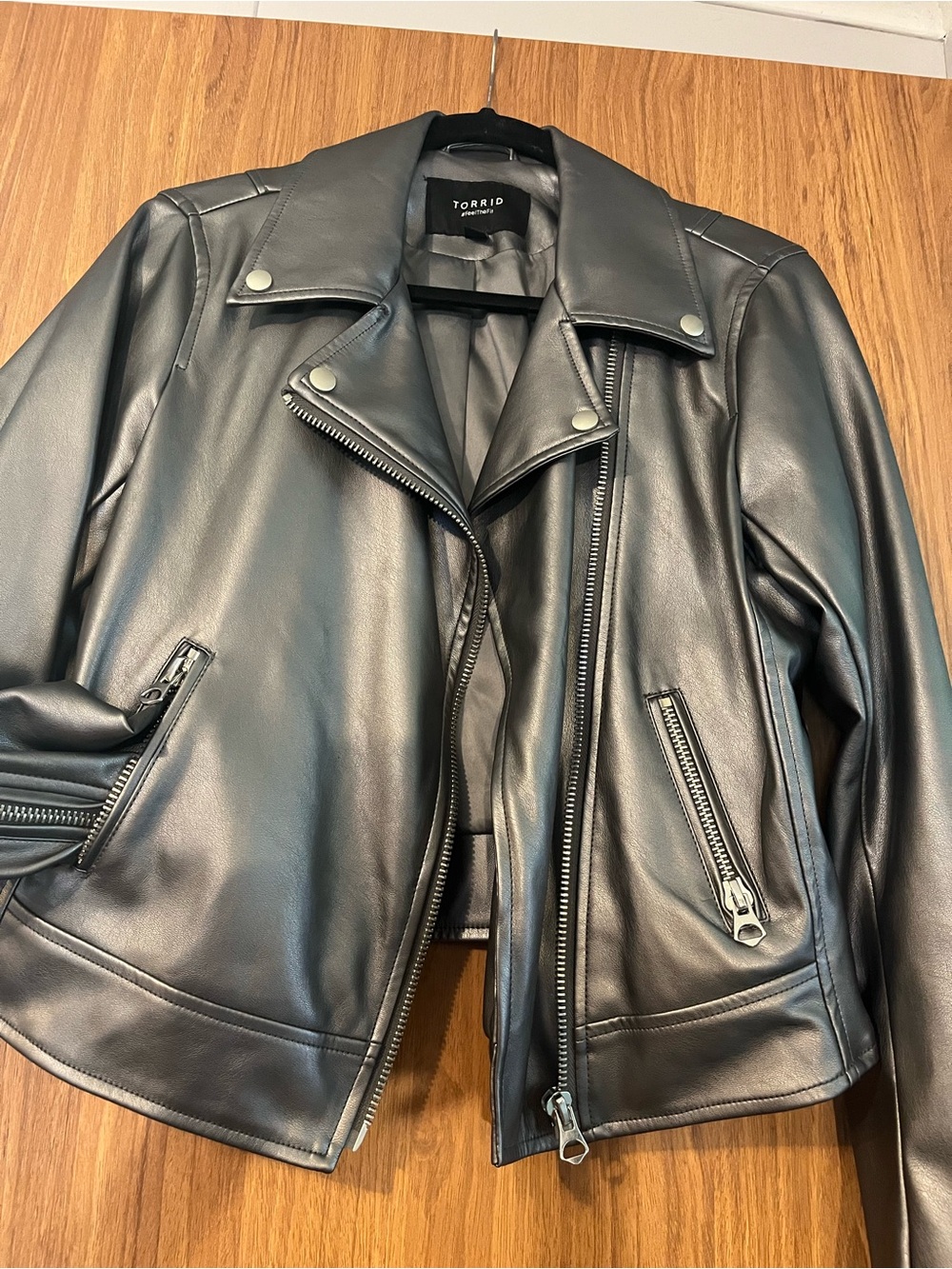 Torrid Silver Metallic Faux Leather Moto Jacket